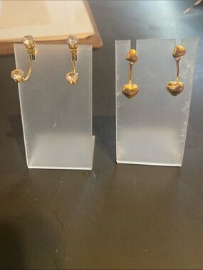 Gold Heart Drop Earrings - Two Styles Set